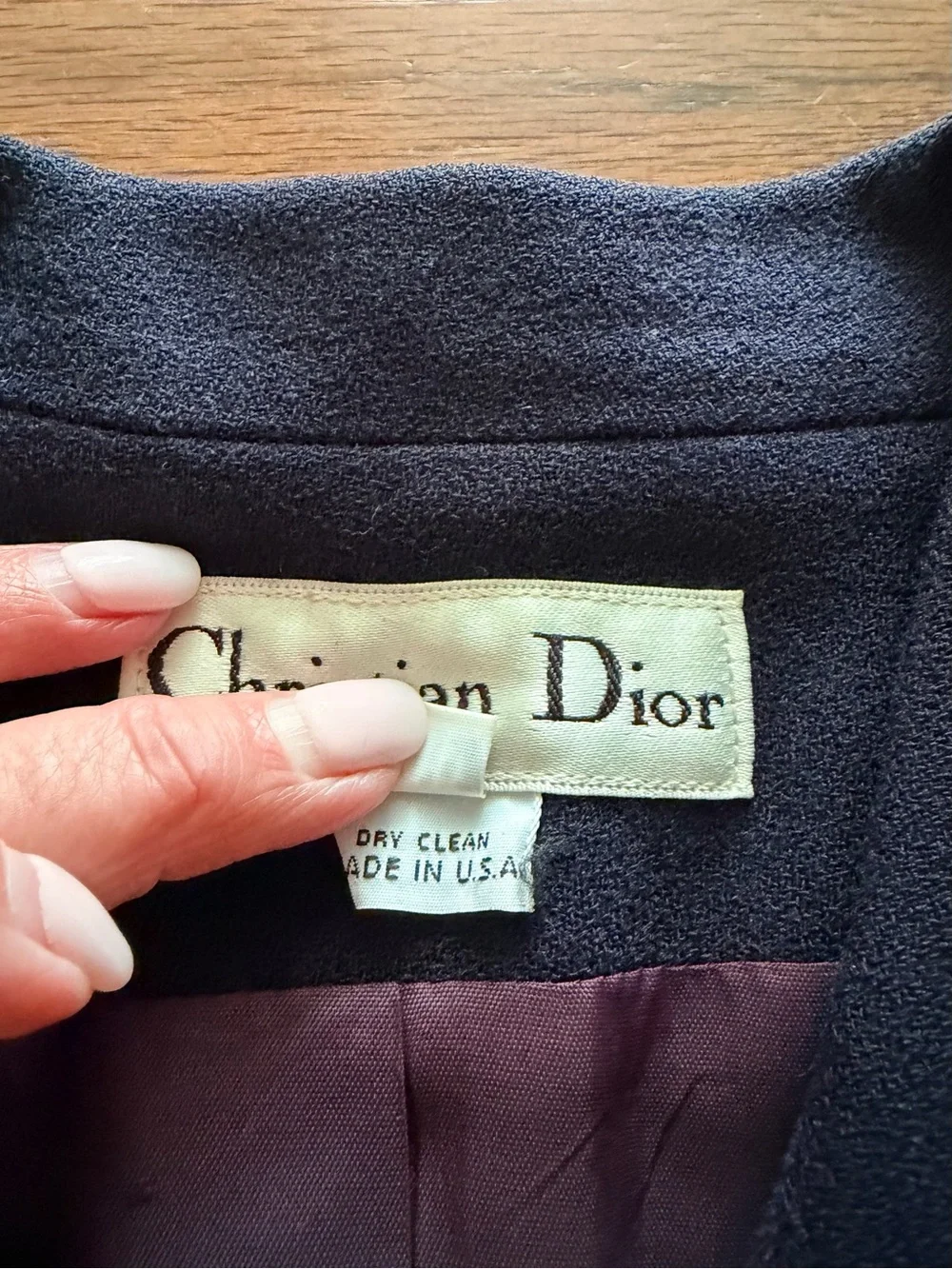 Dior Navy Double-Breasted Wool Blazer with Embroidered Crest